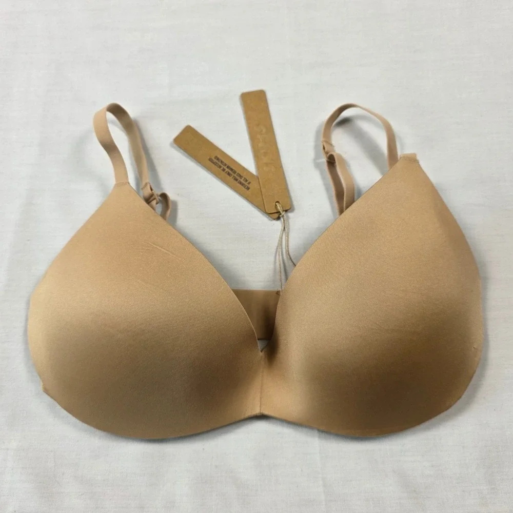 SKIMS Plunge Push up Bra Size 32D  Nude T-Shirt Bra‎ Wireless Form Comfort NWT - Picture 2 of 7